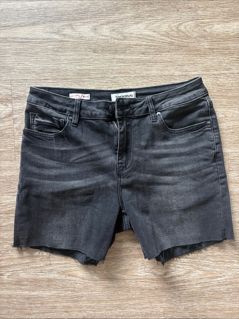 Vigoss Black Frayed Hem Premium Jean Shorts